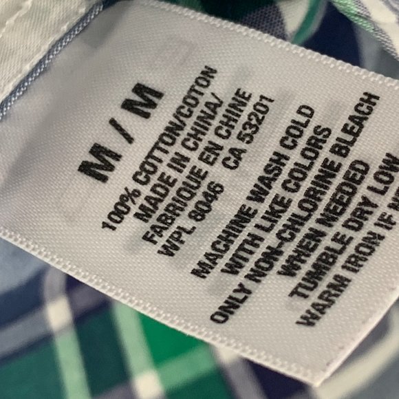 Men's Plaid Aeropostale Button Down Shirt Medium Long Sleeve 100% Cotton Green B - Picture 8 of 15